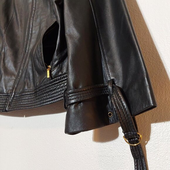 Vintage Arden B Leather Moto Cropped Jacket - Good Condition - Large - Picture 6 of 9